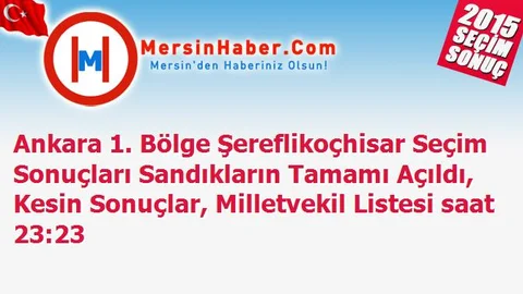 Ankara 1. Bölge Şereflikoçhisar Seçim Sonuçları Sandıkların Tamamı Açıldı, Kesin Sonuçlar, Milletvekil Listesi saat 23:23