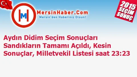 Aydın Didim Seçim Sonuçları Sandıkların Tamamı Açıldı, Kesin Sonuçlar, Milletvekil Listesi saat 23:23