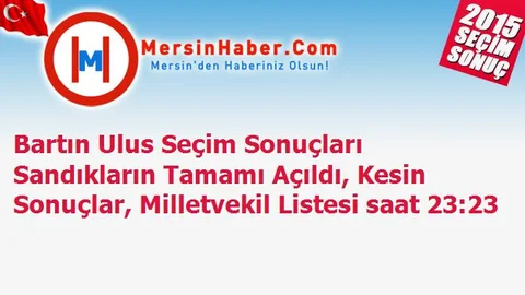 Bartın Ulus Seçim Sonuçları Sandıkların Tamamı Açıldı, Kesin Sonuçlar, Milletvekil Listesi saat 23:23