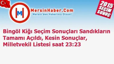 Bingöl Kiğı Seçim Sonuçları Sandıkların Tamamı Açıldı, Kesin Sonuçlar, Milletvekil Listesi saat 23:23