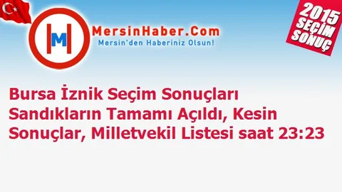 Bursa İznik Seçim Sonuçları Sandıkların Tamamı Açıldı, Kesin Sonuçlar, Milletvekil Listesi saat 23:23