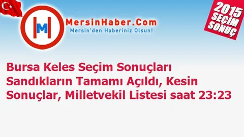Bursa Keles Seçim Sonuçları Sandıkların Tamamı Açıldı, Kesin Sonuçlar, Milletvekil Listesi saat 23:23