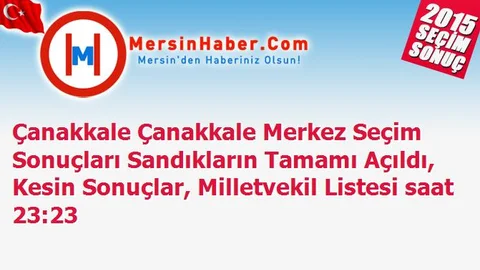 Çanakkale Çanakkale Merkez Seçim Sonuçları Sandıkların Tamamı Açıldı, Kesin Sonuçlar, Milletvekil Listesi saat 23:23