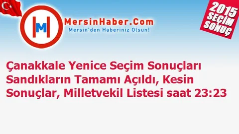 Çanakkale Yenice Seçim Sonuçları Sandıkların Tamamı Açıldı, Kesin Sonuçlar, Milletvekil Listesi saat 23:23