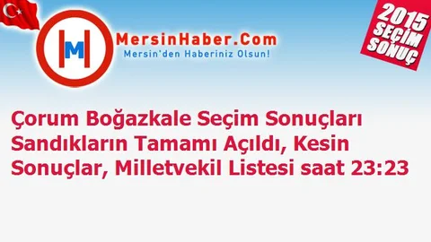 Çorum Boğazkale Seçim Sonuçları Sandıkların Tamamı Açıldı, Kesin Sonuçlar, Milletvekil Listesi saat 23:23