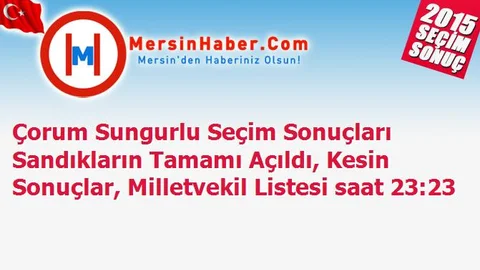 Çorum Sungurlu Seçim Sonuçları Sandıkların Tamamı Açıldı, Kesin Sonuçlar, Milletvekil Listesi saat 23:23