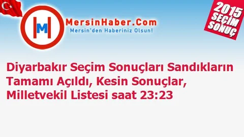 Diyarbakır Seçim Sonuçları Sandıkların Tamamı Açıldı, Kesin Sonuçlar, Milletvekil Listesi saat 23:23