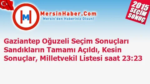 Gaziantep Oğuzeli Seçim Sonuçları Sandıkların Tamamı Açıldı, Kesin Sonuçlar, Milletvekil Listesi saat 23:23