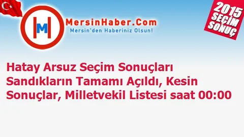 Hatay Arsuz Seçim Sonuçları Sandıkların Tamamı Açıldı, Kesin Sonuçlar, Milletvekil Listesi saat 00:00
