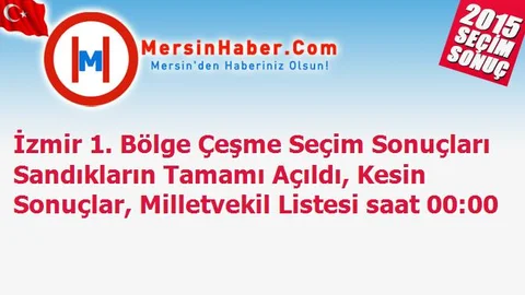 İzmir 1. Bölge Çeşme Seçim Sonuçları Sandıkların Tamamı Açıldı, Kesin Sonuçlar, Milletvekil Listesi saat 00:00