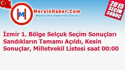 İzmir 1. Bölge Selçuk Seçim Sonuçları Sandıkların Tamamı Açıldı, Kesin Sonuçlar, Milletvekil Listesi saat 00:00