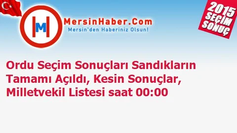 Ordu Seçim Sonuçları Sandıkların Tamamı Açıldı, Kesin Sonuçlar, Milletvekil Listesi saat 00:00