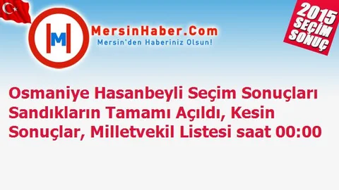 Osmaniye Hasanbeyli Seçim Sonuçları Sandıkların Tamamı Açıldı, Kesin Sonuçlar, Milletvekil Listesi saat 00:00