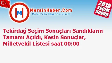 Tekirdağ Seçim Sonuçları Sandıkların Tamamı Açıldı, Kesin Sonuçlar, Milletvekil Listesi saat 00:00