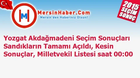 Yozgat Akdağmadeni Seçim Sonuçları Sandıkların Tamamı Açıldı, Kesin Sonuçlar, Milletvekil Listesi saat 00:00