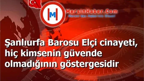 Şanlıurfa Barosu Elçi cinayeti, hiç kimsenin güvende olmadığının göstergesidir