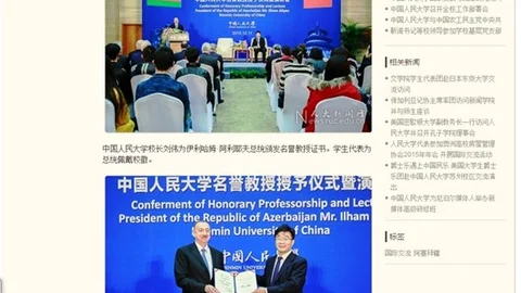 Azerbaycan Cumhurbaşkanı Aliyev’e Çin’de fahri profesör ünvanı verildi