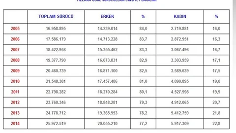 Trafiğe çıkan kadın sürücü sayısı 9 yılda yüzde 6,8 arttı