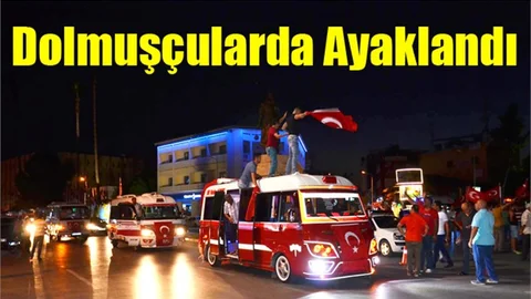 Dolmuşçulardan darbeye hayır konvoyu