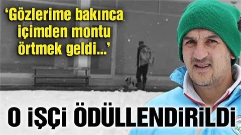 Montunu üşüyen köpeğin üzerine örttü