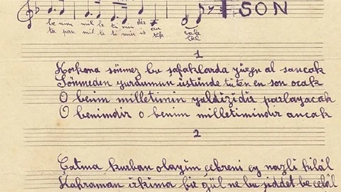 İstiklal Marşı'nın orijinal el yazı bestesi ortaya çıktı