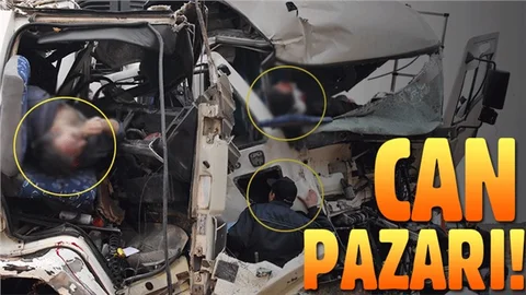 Kamyonlar kafa kafaya çarpıştı: 1 ölü, 1 yaralı