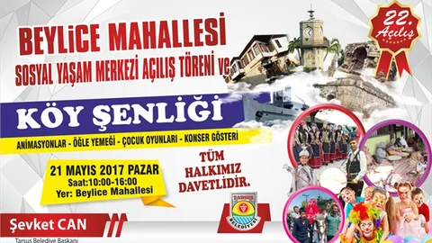 Tarsus Beylice Mahallesi Sosyal Yaşam Merkezi Açılıyor