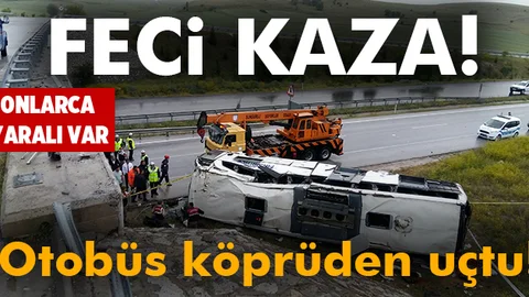 Çorum'da yolcu otobüsü köprüden uçtu