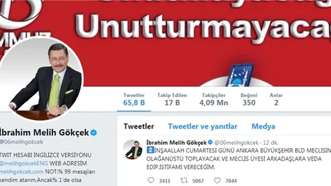 Melih Gökçek İstifa Ediyor