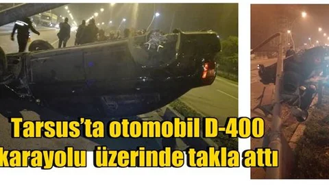 Kontrolden Çıkan Araç Takla Attı