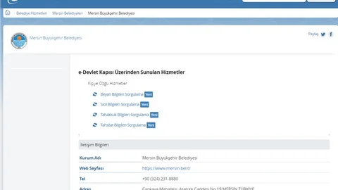 Mersin Büyükşehir Belediyesi E-Devlet’te