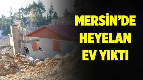 Mersin'de Heyelan Ev Yıktı