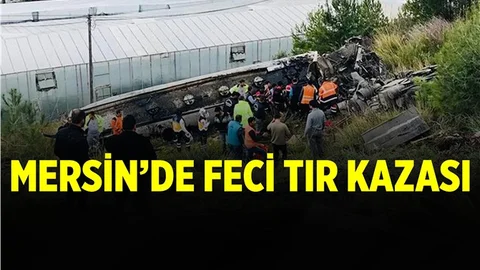 Mersin'de Zift Yüklü Tır Şarampole Yuvarlandı