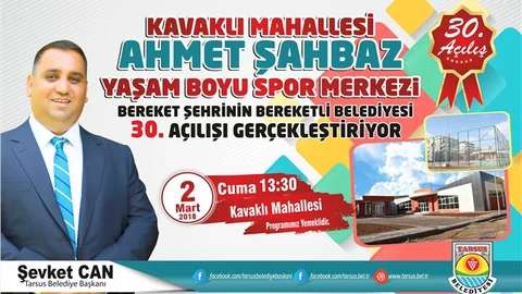 Ahmet Şahbaz Yaşam Boyu Spor Merkezi Açılıyor