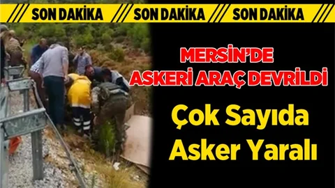 Mersin'de Askeri Araç Devrildi