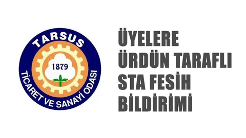 TSO'dan Üyelere Ürdün Taraflı Fesih Duyurusu