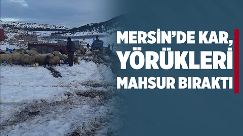 Mersin'de Kar Yağışı Yörüklerin Yolunu Kesti