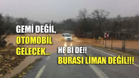 Biriken Yağmur Suyu İlçe Bağlantı Yolunu Kapadı