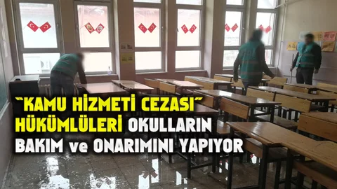 Kamu Hizmeti Cezası Alan Hükümlüler, Okulların Bakım ve Onarımını Yapıyor