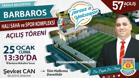 Tarsus Belediyesi Tarafından Yapımı Tamamlanan, Barbaros Mahallesi Halı Saha ve Spor Kompleksi Açılıyor