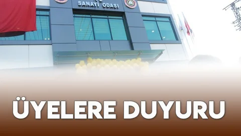 Tarsus Ticaret ve Sanayi Odasından Sanayi Sicil Belgeli Üyelere Duyuru