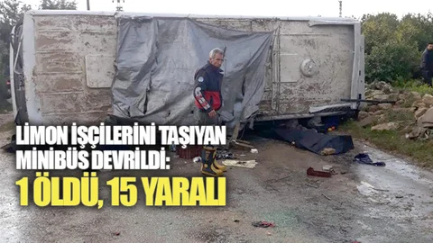 Limon İşçilerini Taşıyan Minibüsü Devrildi