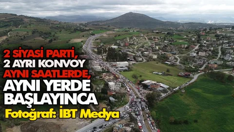 2 Siyasi Partinin Konvoyu Aynı Saatte Aynı Yerden Başlayınca Trafik Kilitlendi