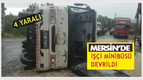 İşçileri Taşıyan Minibüs Kaza Yaptı: 4 Yaralı