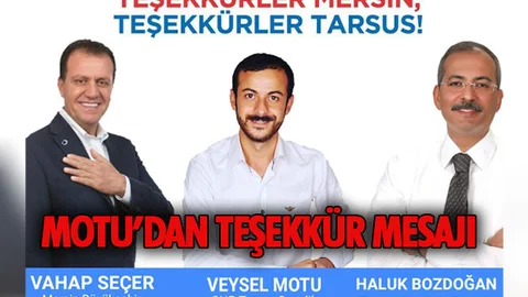 CHP Tarsus İlçe Gençlik Kolları Başkanı Veysel Motu’dan, Teşekkür Mesajı