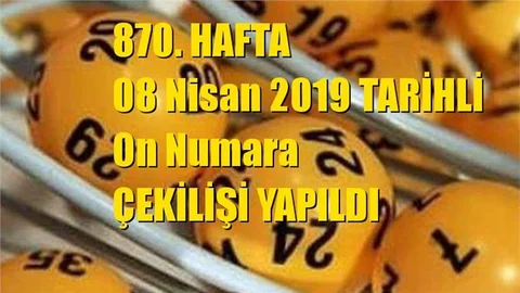 On Numara Sonuçları 08 Nisan 2019 Tarihli Kazandıran Sayılar