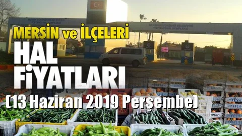Mersin Hal Müdürlüğü Fiyat Listesi (13 Haziran 2019 Perşembe)