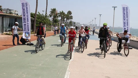 120 Genç Sahil Bandında Bisiklet Pedalladı