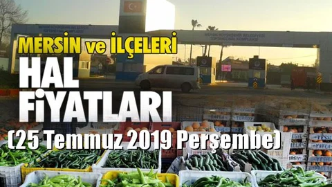 Mersin Hal Müdürlüğü Fiyat Listesi (25 Temmuz 2019 Perşembe)