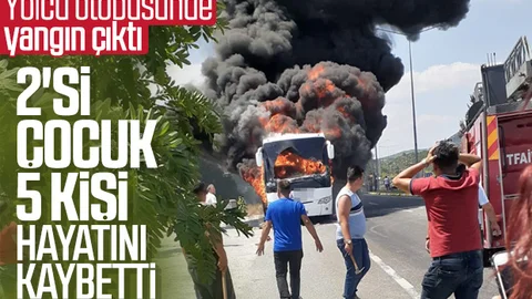 Yolcu Otobüsü Alev Alev Yandı, 2'si Çocuk 5 Kişi Yaşamını Yitirdi